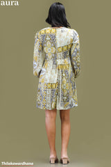 Aura Floral Print Tie Front Puff Sleeve Dress