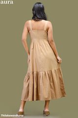 Aura Embroidered Sweetheart Neck Linen Dress