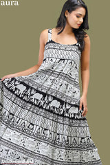 Aura Monochrome Patterned Strappy Maxi Dress