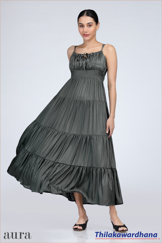 Aura Charcoal Grey Spaghetti Strap Maxi Dress