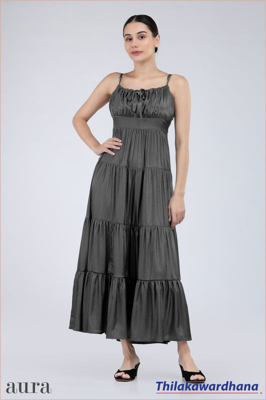 Aura Charcoal Grey Spaghetti Strap Maxi Dress