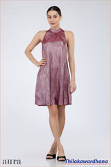 Aura Shimmer Pleated A-Line Dress