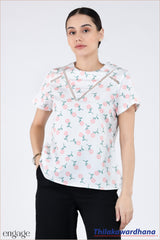 Engage Floral Lace Detail Short Sleeve Top