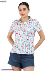 Engage Floral Printed Short Sleeve Top