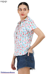 Engage Floral Printed Short Sleeve Top