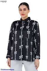 Engage Bow Print Button Down Shirt