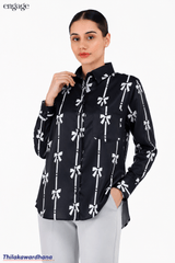 Engage Bow Print Button Down Shirt