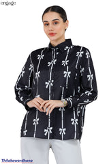 Engage Bow Print Button Down Shirt