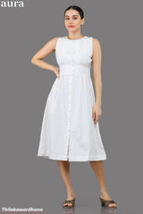 Aura Pintuck Detailed Midi Dress