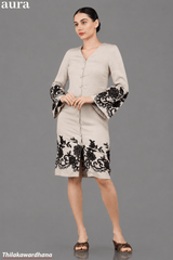 Aura Floral Embroidered Bell Sleeve Dress