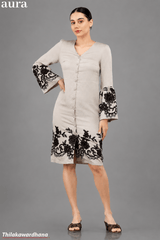 Aura Floral Embroidered Bell Sleeve Dress