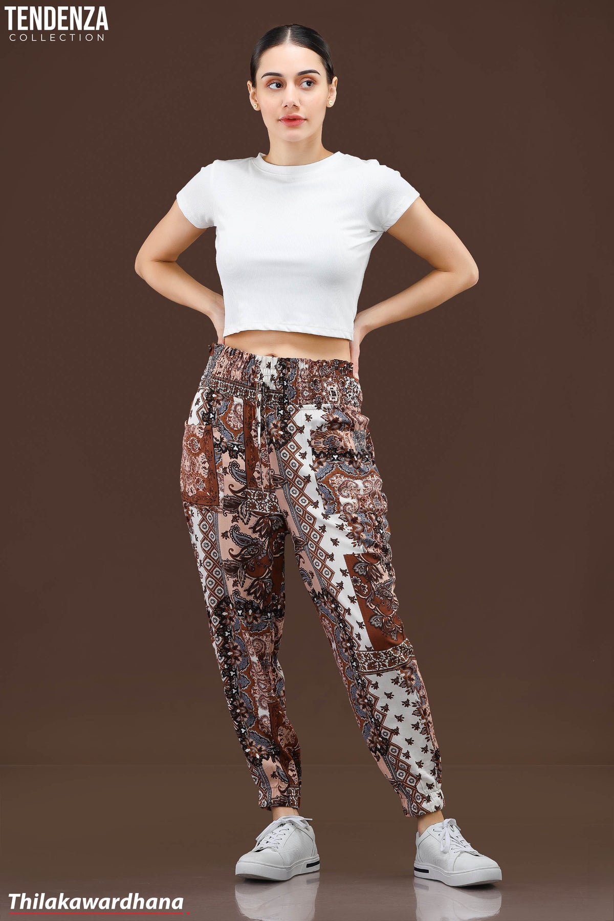 Tendenza Smocked Waist Casual Pant