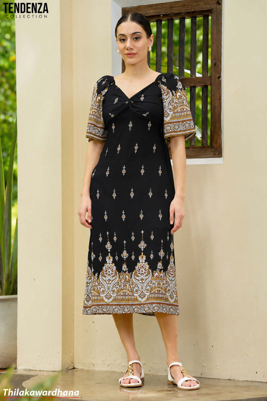 Tendenza Elegant Ethinic Flare Sleeve Dress
