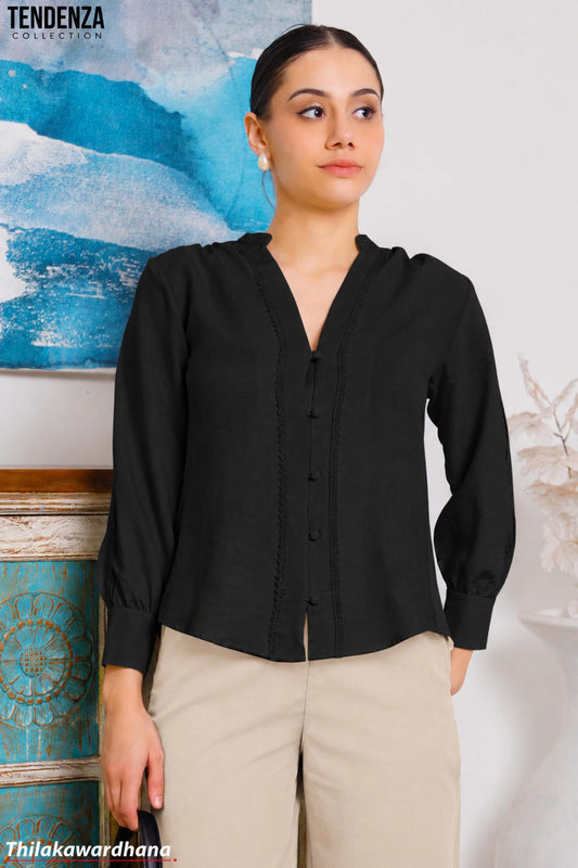 Tendenza Trim Lace Insert Tunic Top