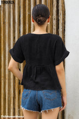 Tendenza V Neck Babydoll Peplum Top