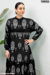 Tendenza Half Placket Long Sleeve Maxi Dress