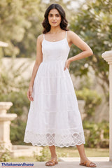 Aura Floral Embroidered Tiered Maxi Dress