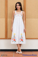 Aura Floral Grace Embroidered Midi Dress