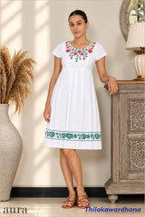 Aura Floral Print Pleated Fit & Flare Dress