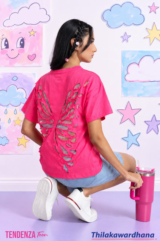 Tendenza Teen Butterfly Cut Out Tee