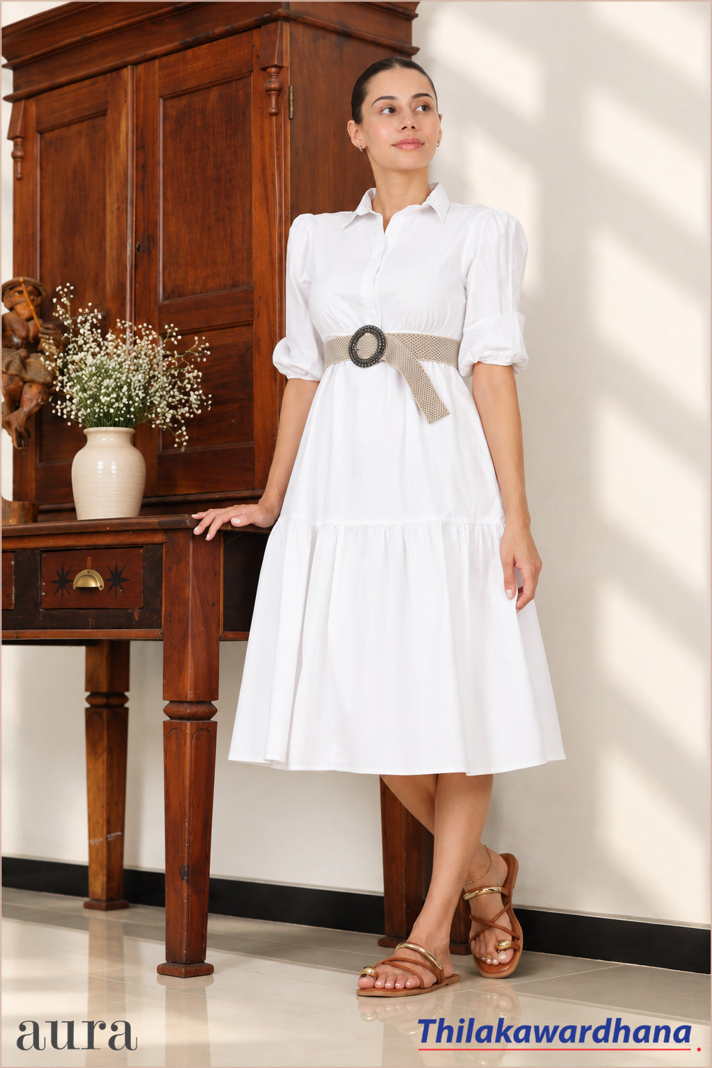 Aura Belted Midi Shirt Dress