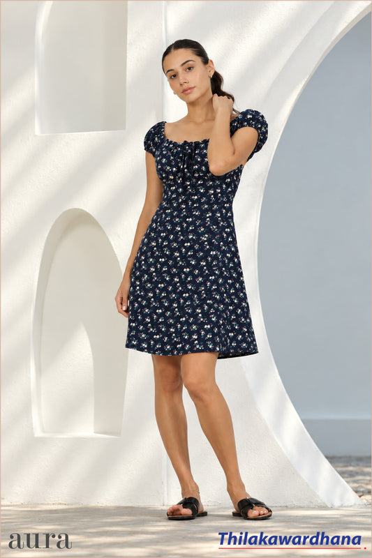 Aurelia Floral Tie Neck Dress