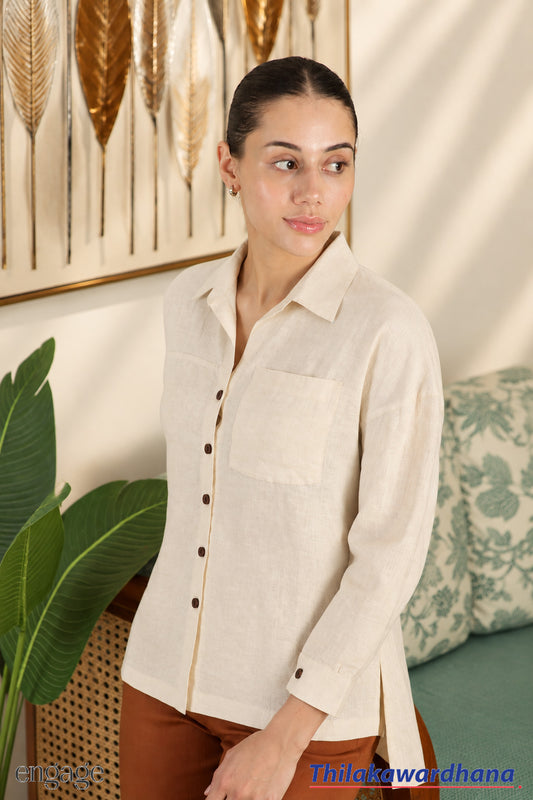 Engage Long Sleeve Linen Top