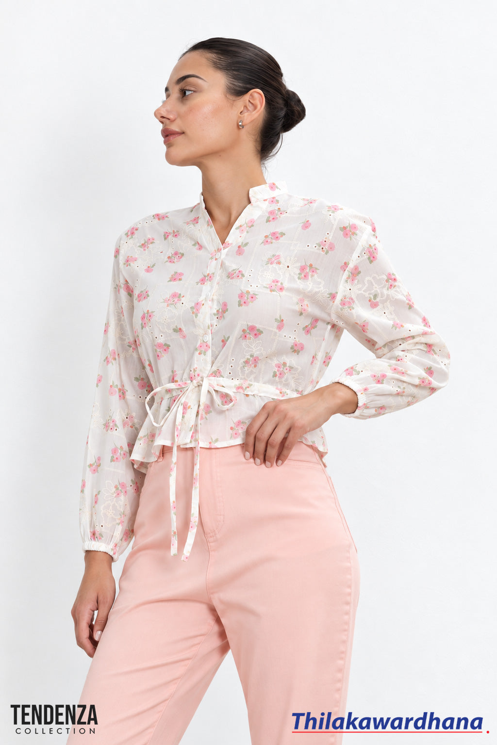 Tendenza Cutlone Drawstring Long Sleeve Top