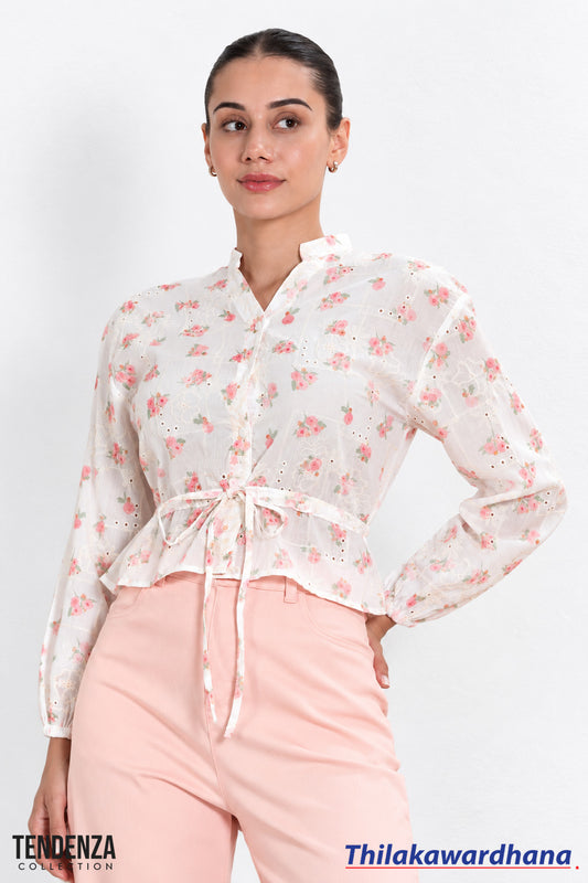 Tendenza Cutlone Drawstring Long Sleeve Top