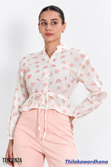 Tendenza Cutlone Drawstring Long Sleeve Top