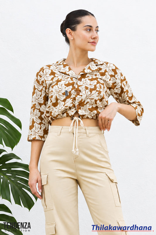 Tendenza Lapel Collar Linen Top