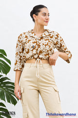 Tendenza Lapel Collar Linen Top
