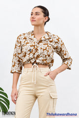 Tendenza Lapel Collar Linen Top