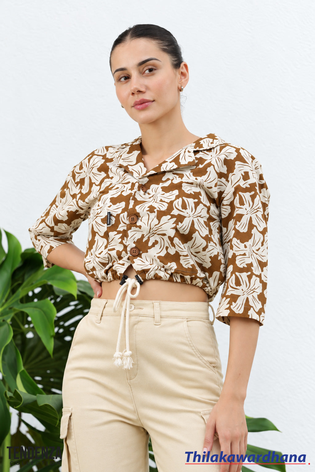 Tendenza Lapel Collar Linen Top