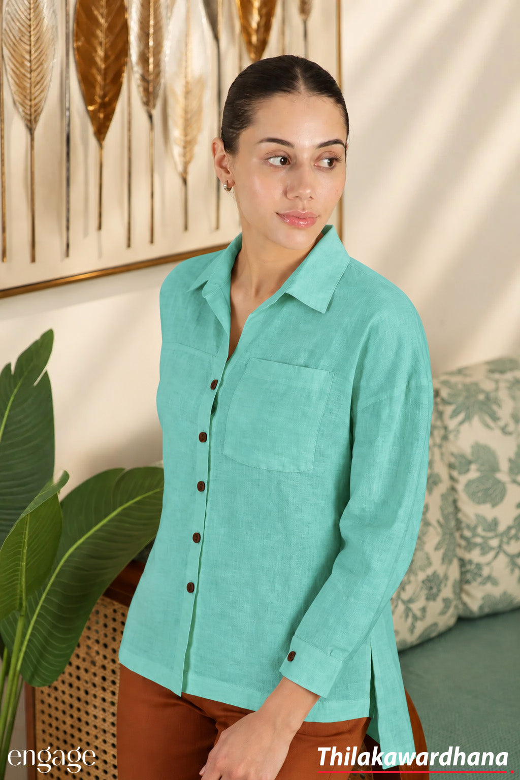 Engage Long Sleeve Linen Top