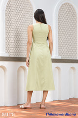 Aura Waist Pleated Midi Dress