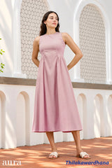 Aura Waist Pleated Midi Dress