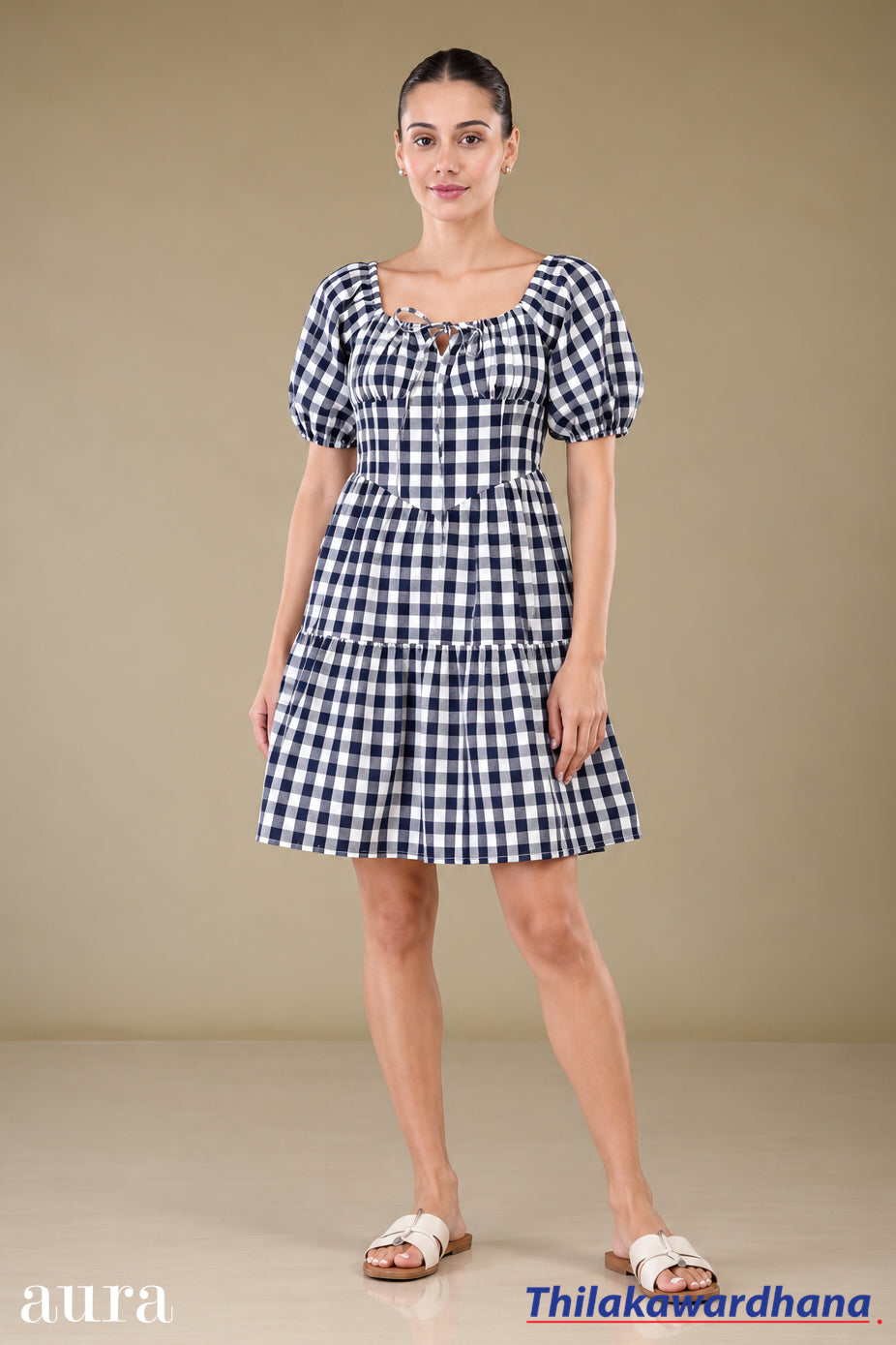 Aura Puff Sleeve Fit & Flare Dress
