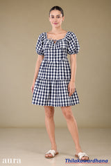 Aura Puff Sleeve Fit & Flare Dress