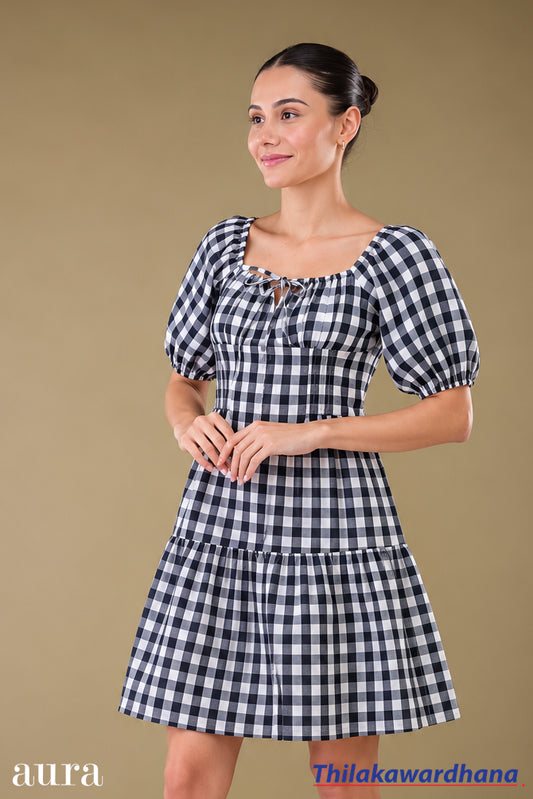 Aura Puff Sleeve Fit & Flare Dress