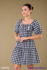 Aura Puff Sleeve Fit & Flare Dress