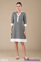 Aura Textured Contrast Detailed Dress