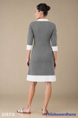 Aura Textured Contrast Detailed Dress