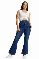 High Rise Mid Washed Boot Cut Jean