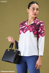 Engage Floral Print Collared Long Sleeve Shirt