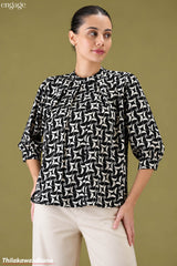 Engage Abstract Print High Neck Top