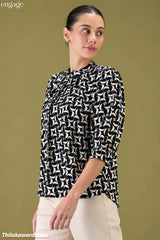 Engage Abstract Print High Neck Top