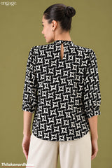 Engage Abstract Print High Neck Top