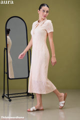 Aura Textured Knit Collared Midi Dress