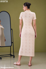Aura Textured Knit Collared Midi Dress
